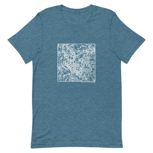 Springfield Massachusetts  Map Unisex T-Shirt with City inscription in Heather Teal