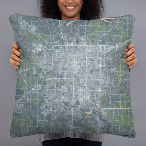 Person holding 22x22 Custom Springfield Missouri Map Throw Pillow in Afternoon
