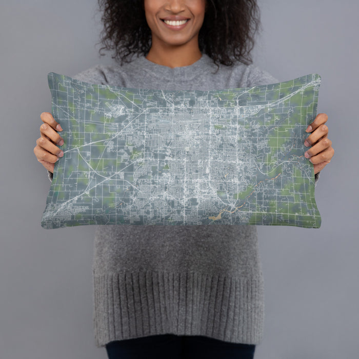 Person holding 20x12 Custom Springfield Missouri Map Throw Pillow in Afternoon