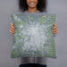 Person holding 18x18 Custom Springfield Missouri Map Throw Pillow in Afternoon