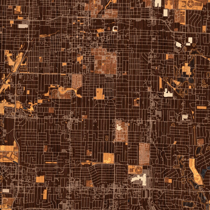 Springfield Missouri Map Print in Ember Style Zoomed In Close Up Showing Details