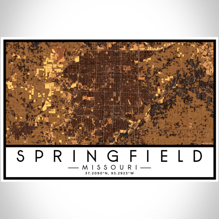 Springfield Missouri Map Print Landscape Orientation in Ember Style With Shaded Background