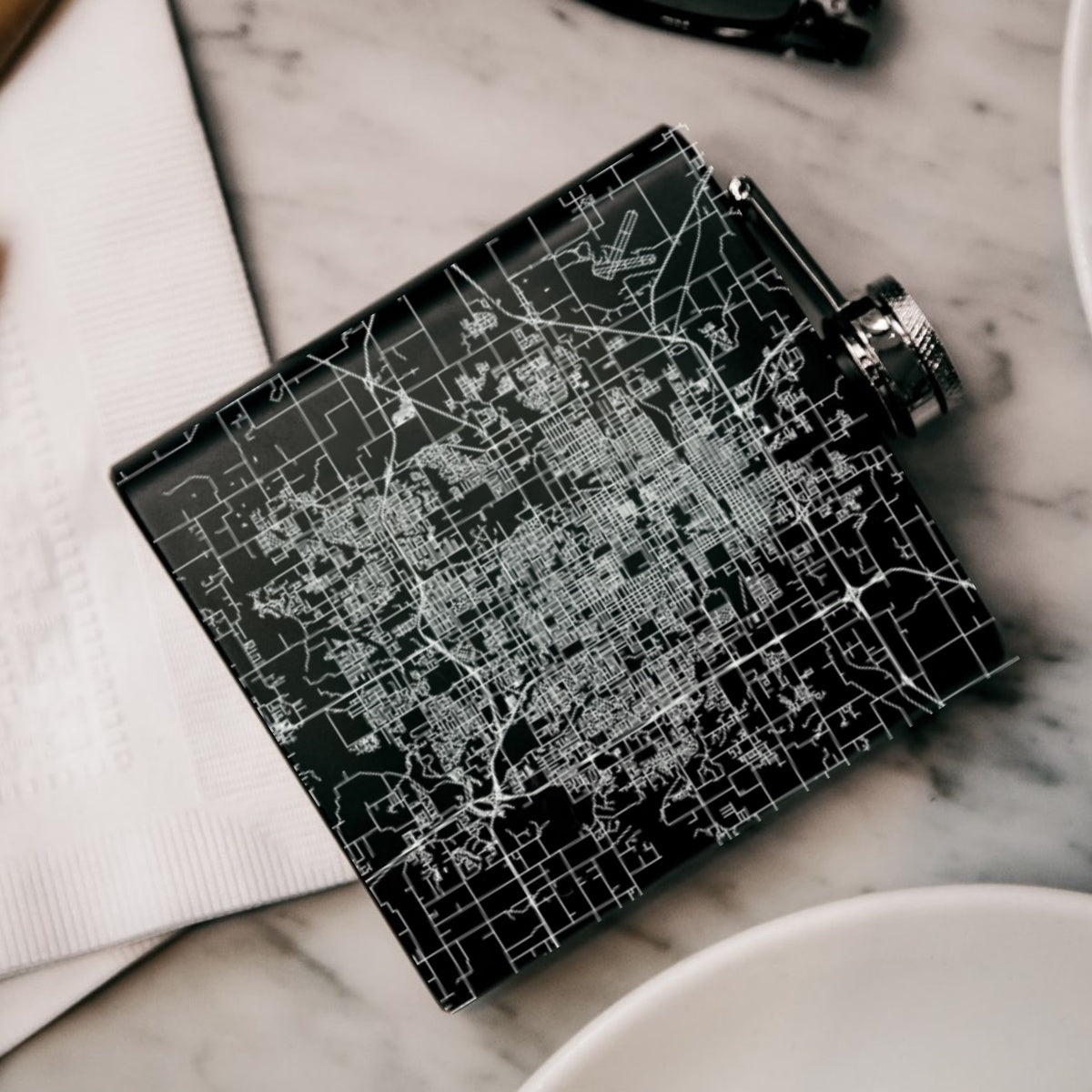 Springfield Mint Flask Springfield - Missouri Engraved Map Hip Flask in Matte Black — JACE Maps