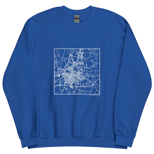 Springfield Ohio  Map Unisex Crewneck Sweater with City inscription in Royal Blue