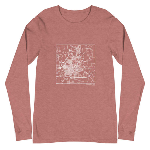 Springfield Ohio  Map Unisex Long-Sleeve T-shirt with City inscription in Heather Mauve
