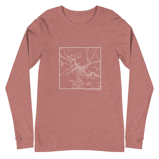 Spruce Pine North Carolina  Map Unisex Long-Sleeve T-shirt with City inscription in Heather Mauve