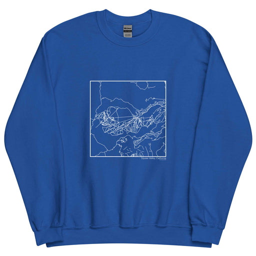 Squaw Valley California  Map Unisex Crewneck Sweater with City inscription in Royal Blue