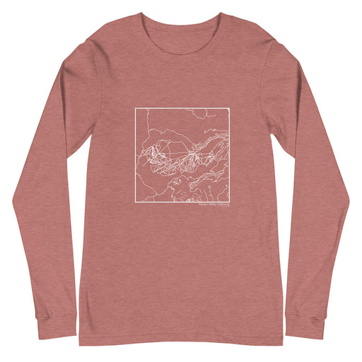 Squaw Valley California  Map Unisex Long-Sleeve T-shirt with City inscription in Heather Mauve