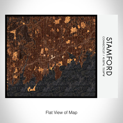 Rendered View of Stamford Connecticut Map on 20oz Stainless Steel Insulated Bottle with Bamboo Top with printed ember style map