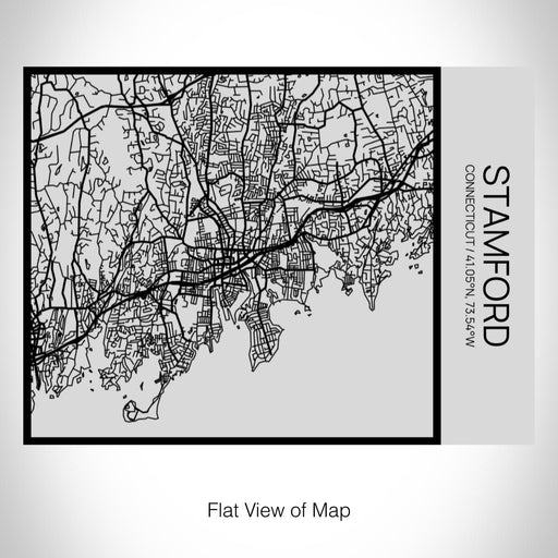 Rendered View of Stamford Connecticut Map on 20oz Stainless Steel Insulated Bottle with Bamboo Top with printed Tactile Lines Map in Black