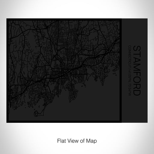 Rendered View of Stamford Connecticut Map on 20oz Stainless Steel Insulated Bottle with Bamboo Top in Matte Black with printed Tactile Lines Map in Black