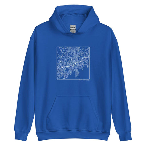 Stamford Connecticut  Map Unisex Hoodie Sweater with City inscription in Royal Blue