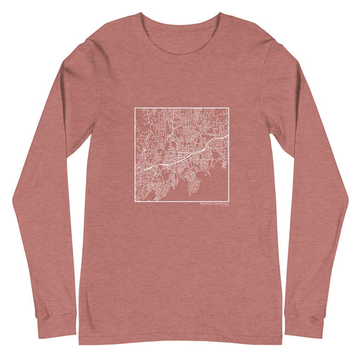 Stamford Connecticut  Map Unisex Long-Sleeve T-shirt with City inscription in Heather Mauve