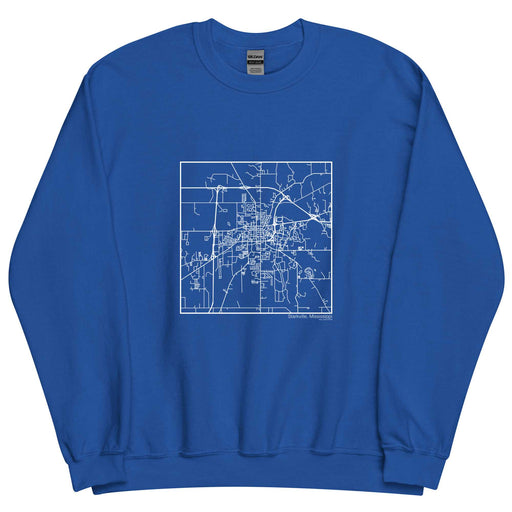 Starkville Mississippi  Map Unisex Crewneck Sweater with City inscription in Royal Blue
