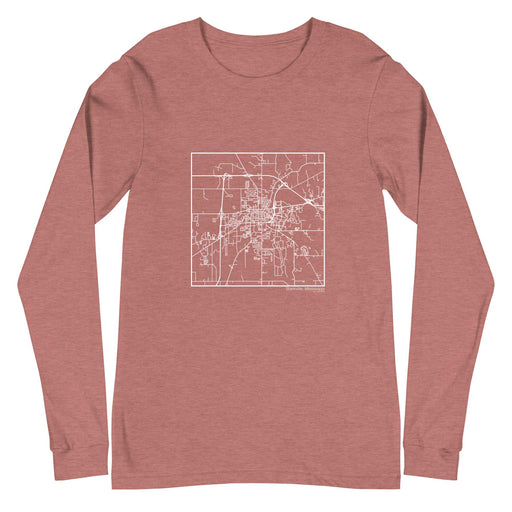 Starkville Mississippi  Map Unisex Long-Sleeve T-shirt with City inscription in Heather Mauve