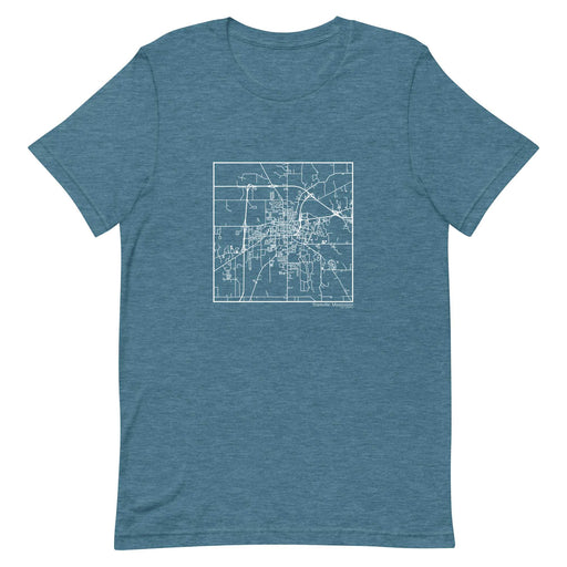 Starkville Mississippi  Map Unisex T-Shirt with City inscription in Heather Teal