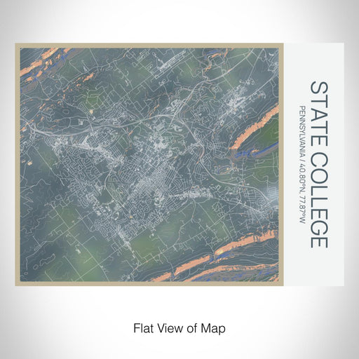 Rendered View of State College Pennsylvania Map on 20oz Stainless Steel Insulated Bottle with Bamboo Top with printed afternoon style map