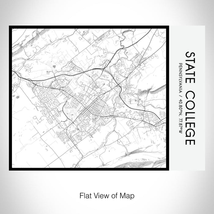 Rendered View of State College Pennsylvania Map on 20oz Stainless Steel Insulated Bottle with Bamboo Top with printed classic style map