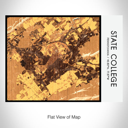 Rendered View of State College Pennsylvania Map on 20oz Stainless Steel Insulated Bottle with Bamboo Top with printed ember style map