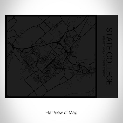 Rendered View of State College Pennsylvania Map on 20oz Stainless Steel Insulated Bottle with Bamboo Top in Matte Black with printed Tactile Lines Map in Black