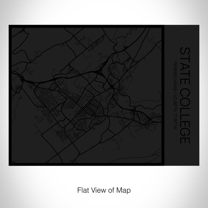 Rendered View of State College Pennsylvania Map on 20oz Stainless Steel Insulated Bottle with Bamboo Top in Matte Black with printed Tactile Lines Map in Black