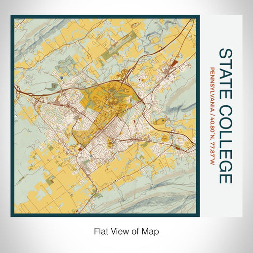 Rendered View of State College Pennsylvania Map on 17oz Stainless Steel Insulated Tumbler in Woodblock Map Style