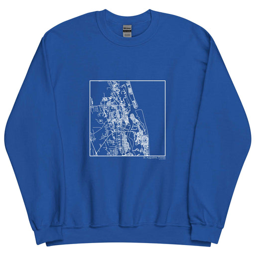 St. Augustine Florida  Map Unisex Crewneck Sweater with City inscription in Royal Blue
