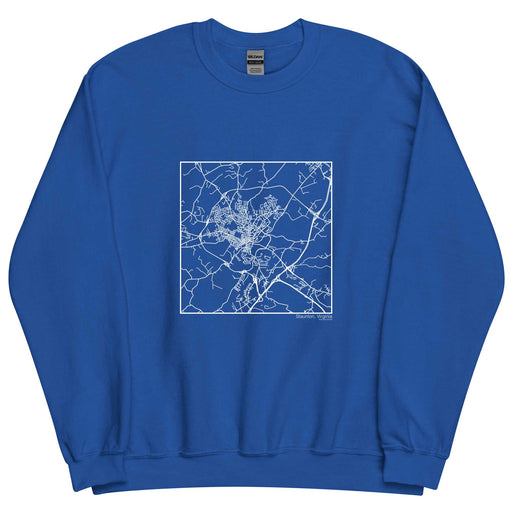 Staunton Virginia Map Unisex Crewneck Sweater with City inscription in Royal Blue