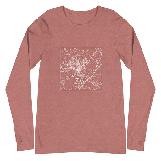 Staunton Virginia Map Unisex Long-Sleeve T-shirt with City inscription in Heather Mauve
