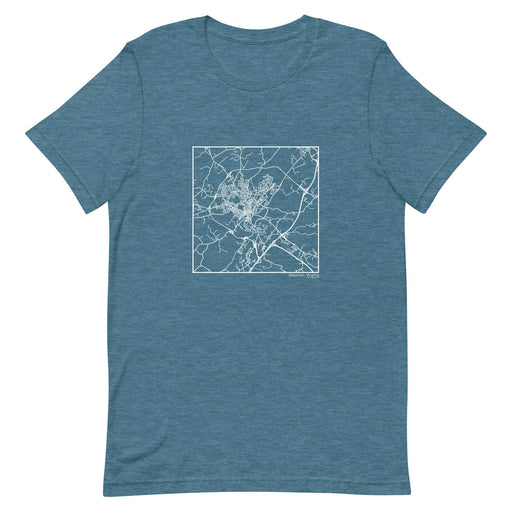 Staunton Virginia  Map Unisex T-Shirt with City inscription in Heather Teal