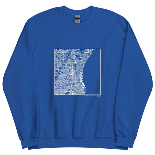 St. Clair Shores Michigan  Map Unisex Crewneck Sweater with City inscription in Royal Blue