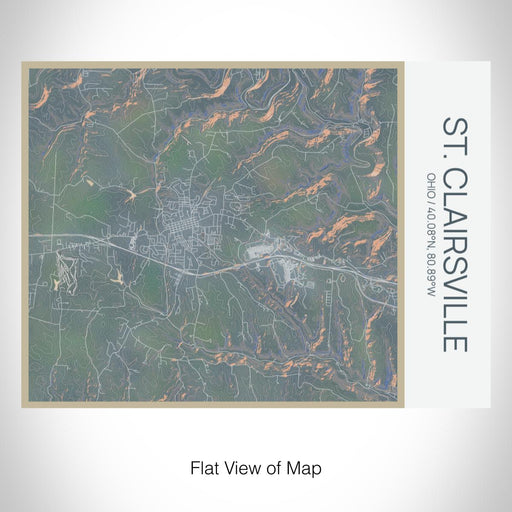 Rendered View of St. Clairsville Ohio Map on 20oz Stainless Steel Insulated Bottle with Bamboo Top with printed afternoon style map