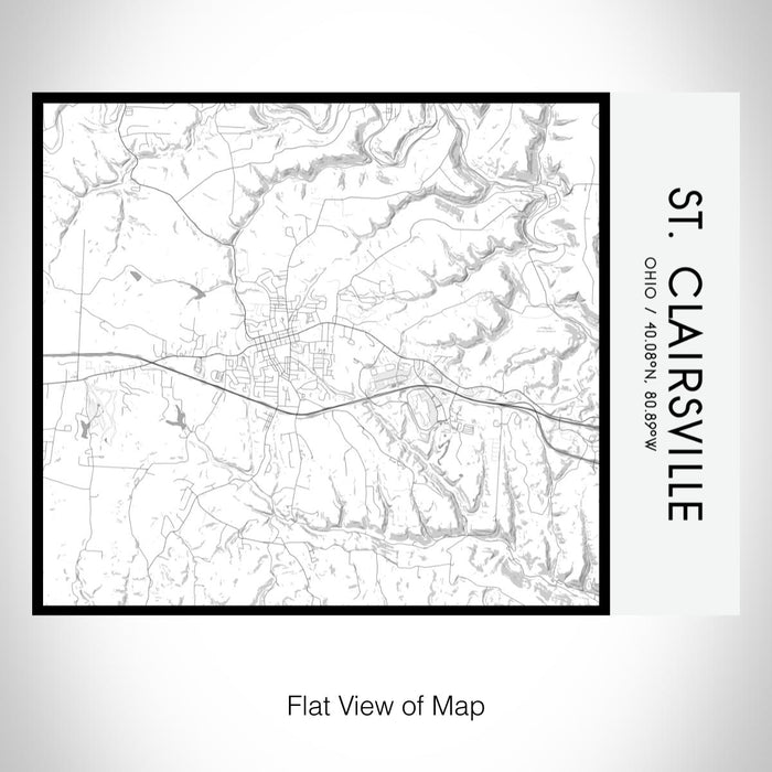 Rendered View of St. Clairsville Ohio Map on 20oz Stainless Steel Insulated Bottle with Bamboo Top with printed classic style map