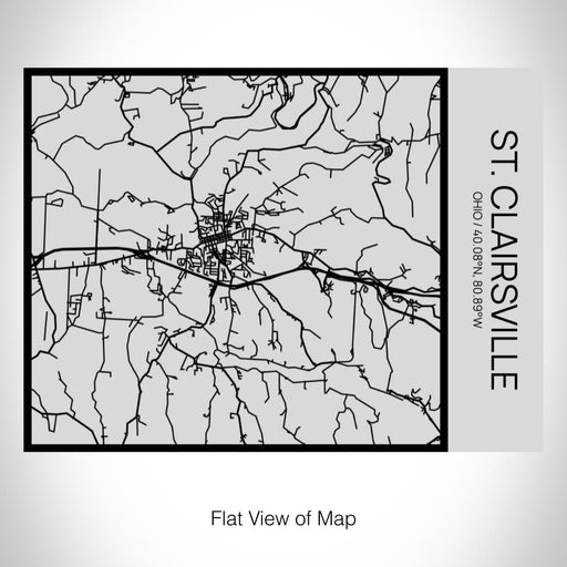 Rendered View of St. Clairsville Ohio Map on 20oz Stainless Steel Insulated Bottle with Bamboo Top with printed Tactile Lines Map in Black
