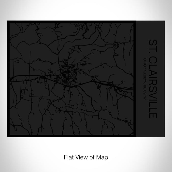 Rendered View of St. Clairsville Ohio Map on 20oz Stainless Steel Insulated Bottle with Bamboo Top in Matte Black with printed Tactile Lines Map in Black