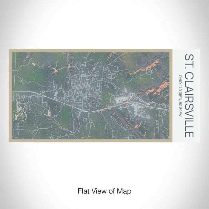 Rendered View of St. Clairsville Ohio Map on 17oz Stainless Steel Insulated Bottle with printed afternoon style map