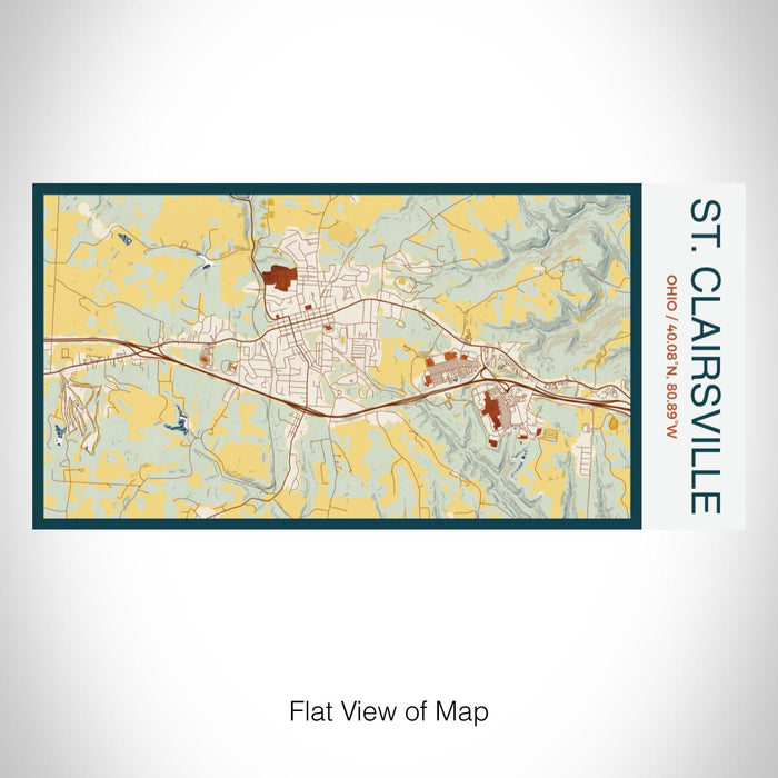 Rendered View of St. Clairsville Ohio Map on 17oz Stainless Steel Insulated Bottle with printed woodblock style map