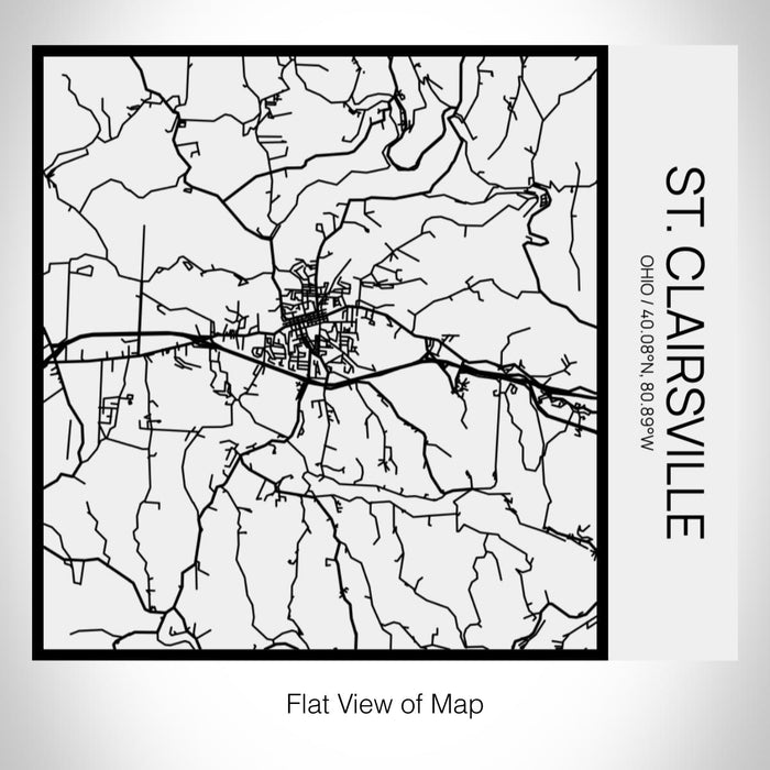 Rendered View of St. Clairsville Ohio Map on 17oz Stainless Steel Insulated Tumbler in Matte White with Tactile Lines