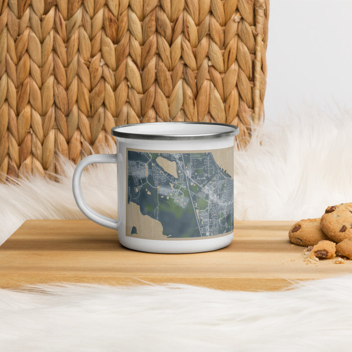 Left View Custom St. Cloud Florida Map Enamel Mug in Afternoon on Table Top