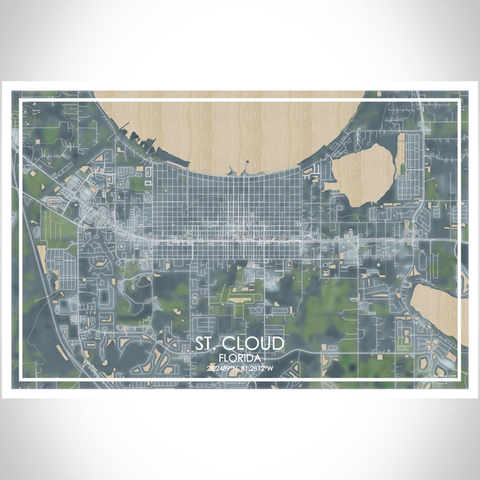 St. Cloud Florida Map Print Landscape Orientation in Afternoon Style With Shaded Background