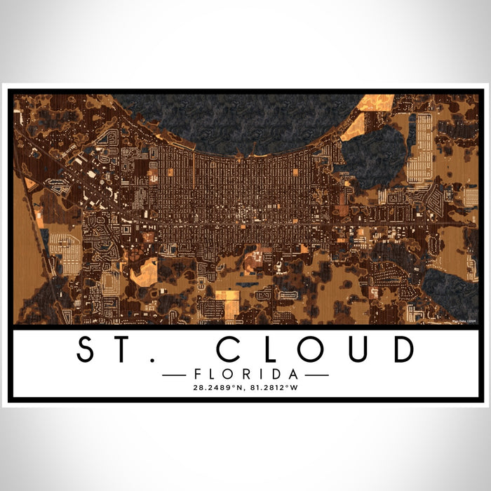 St. Cloud Florida Map Print Landscape Orientation in Ember Style With Shaded Background