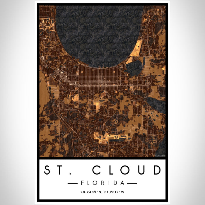 St. Cloud Florida Map Print Portrait Orientation in Ember Style With Shaded Background