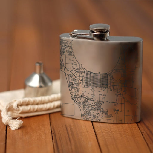 St. Cloud Florida Custom Engraved City Map Inscription Coordinates on 6oz Stainless Steel Flask