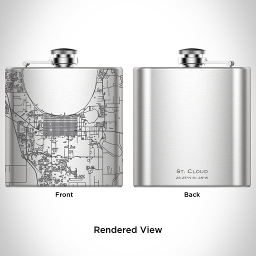 Rendered View of St. Cloud Florida Map Engraving on 6oz Stainless Steel Flask
