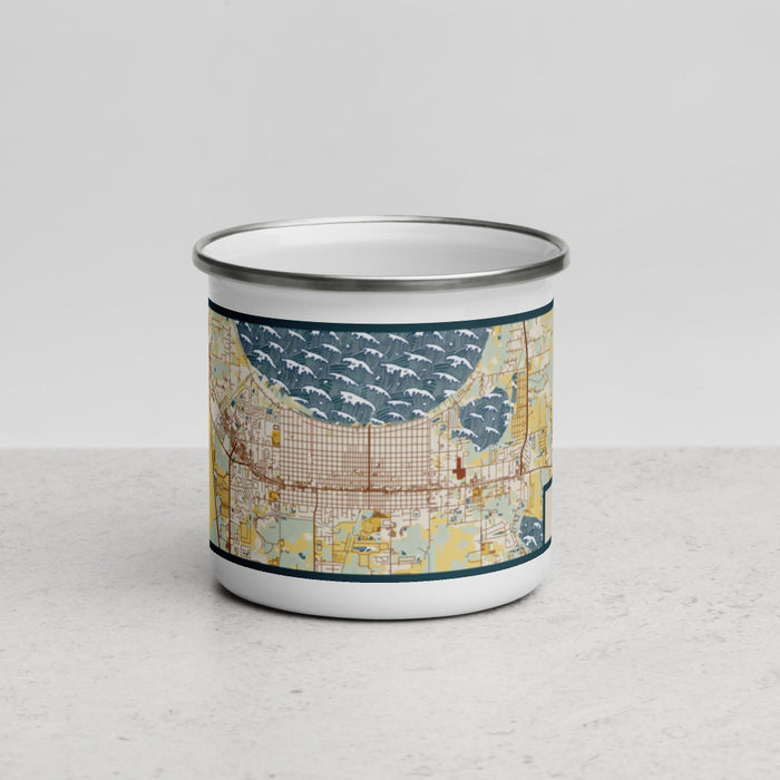 Front View Custom St. Cloud Florida Map Enamel Mug in Woodblock