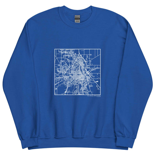 St. Cloud Minnesota  Map Unisex Crewneck Sweater with City inscription in Royal Blue