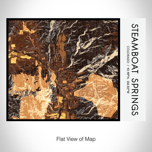 Rendered View of Steamboat Springs Colorado Map on 20oz Stainless Steel Insulated Bottle with Bamboo Top with printed ember style map