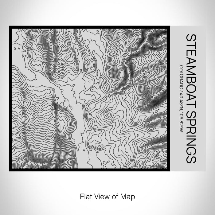 Rendered View of Steamboat Springs Colorado Map on 20oz Stainless Steel Insulated Bottle with Bamboo Top with printed Tactile Lines Map in Black