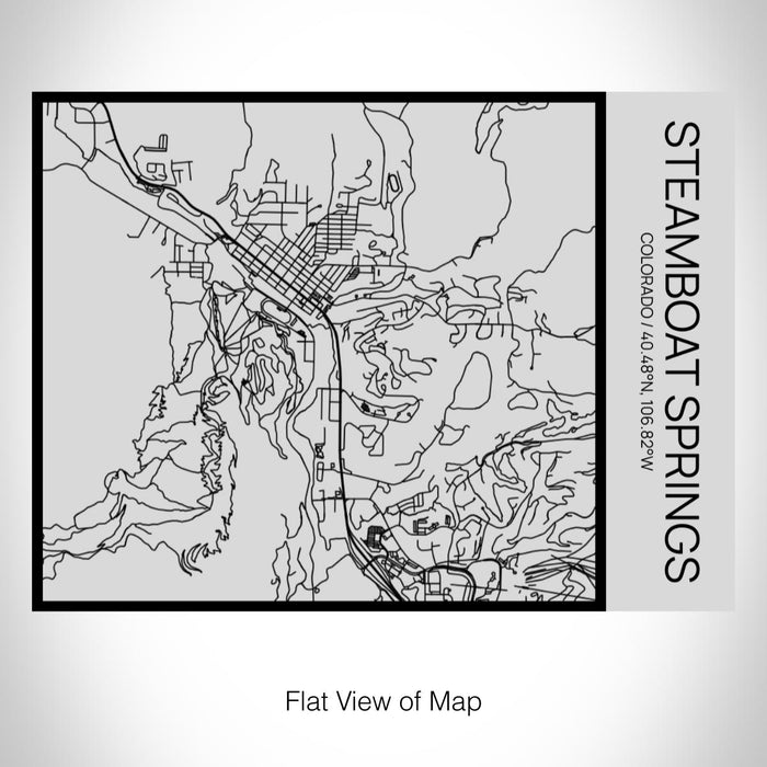 Rendered View of Steamboat Springs Colorado Map on 20oz Stainless Steel Insulated Bottle with Bamboo Top with printed Tactile Lines Map in Black