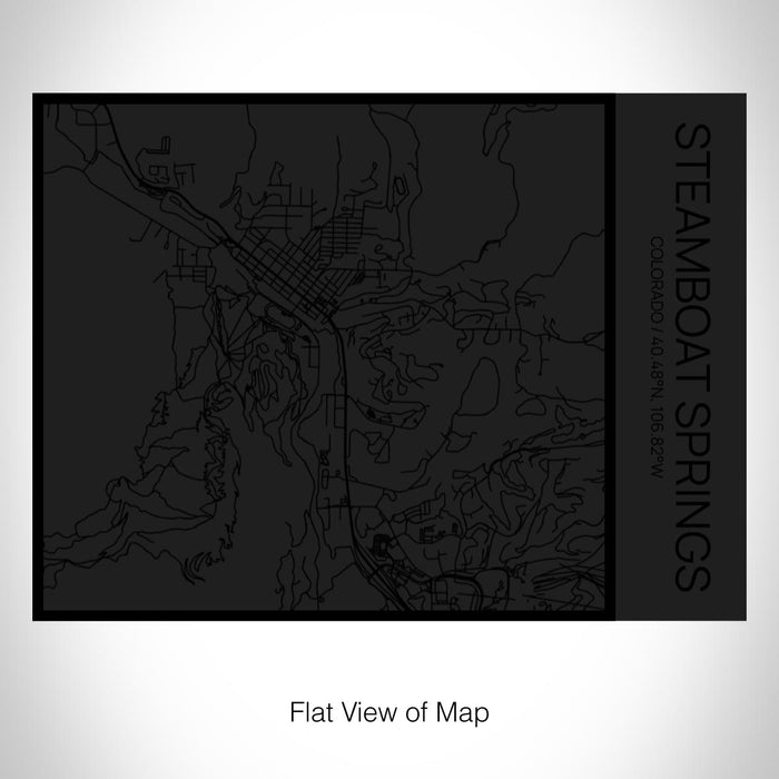 Rendered View of Steamboat Springs Colorado Map on 20oz Stainless Steel Insulated Bottle with Bamboo Top in Matte Black with printed Tactile Lines Map in Black